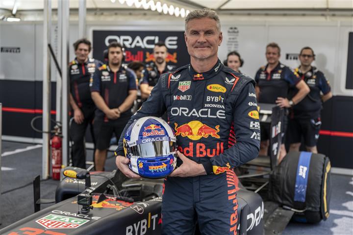 David Coulthard poses for a portrait during the Red Bull Showrun in Mumbai, India on March 12, 2023